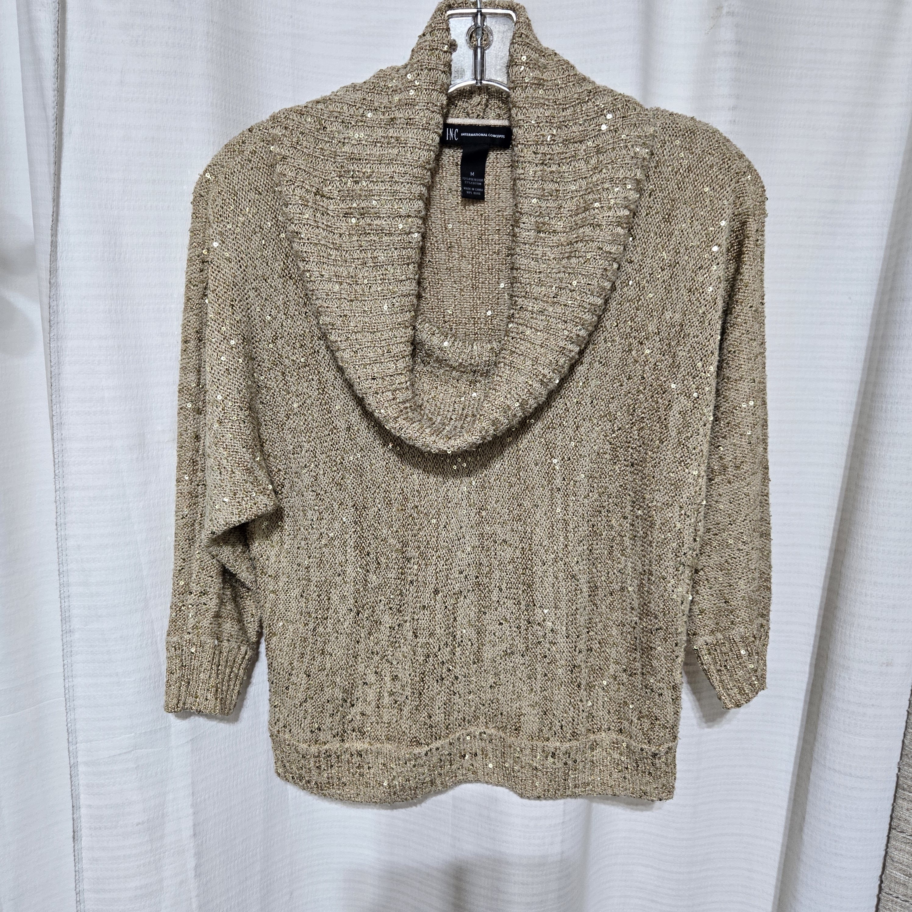Women's Tan Sweater With Cowl Neck